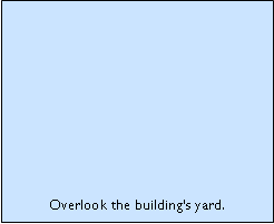 Text Box: Overlook the buildings yard.
